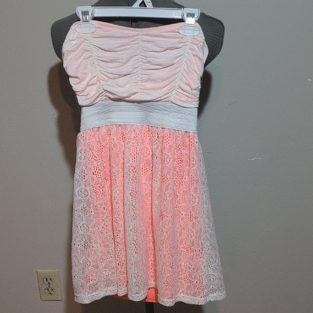 LunaChix Strapless Dress with Pink Lace